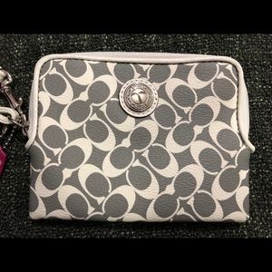 Gray/White Coach Wristlet